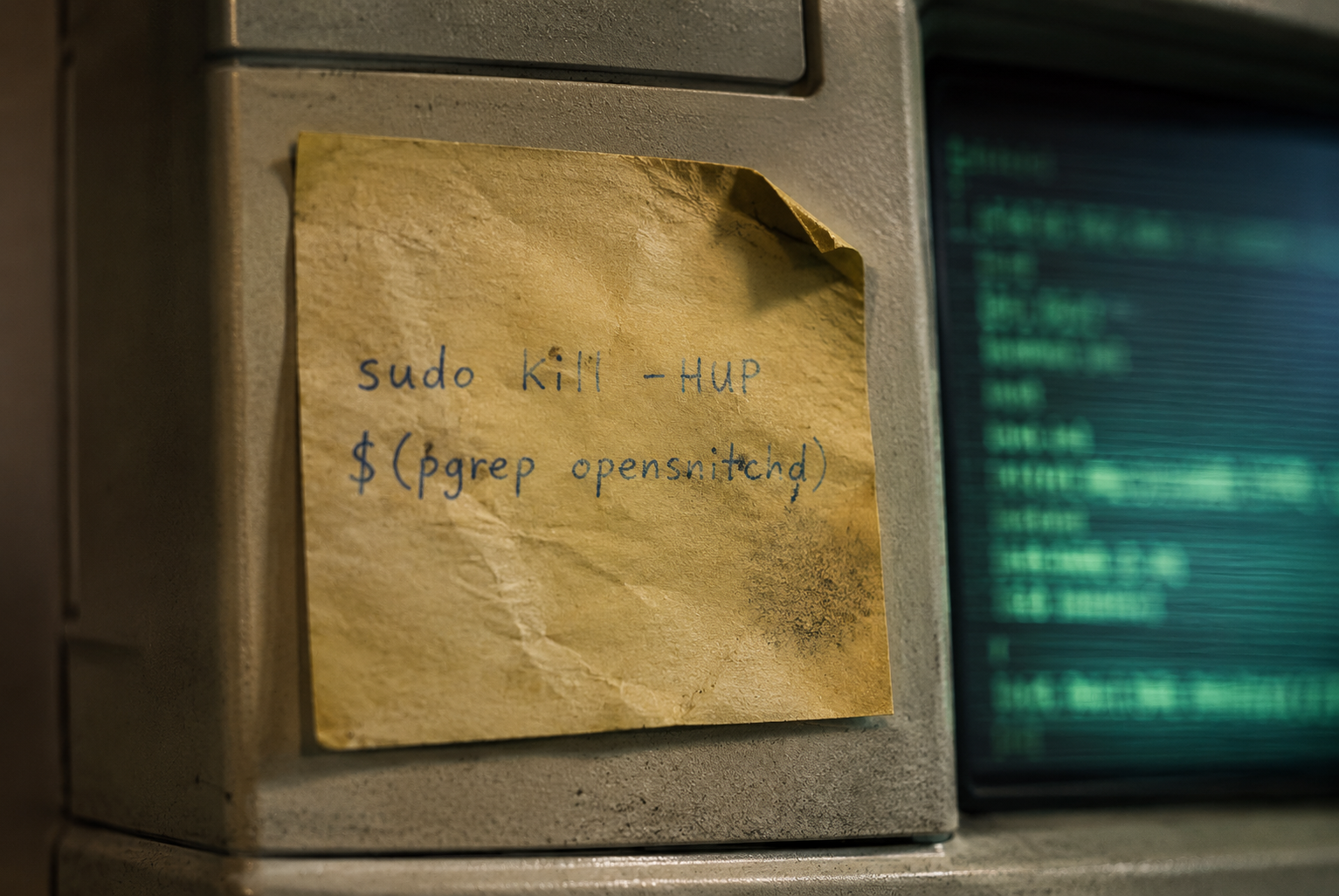Last seen Q1 2026. Survived by an unread sticky note and the wrists of every self-hoster running OpenSnitch.